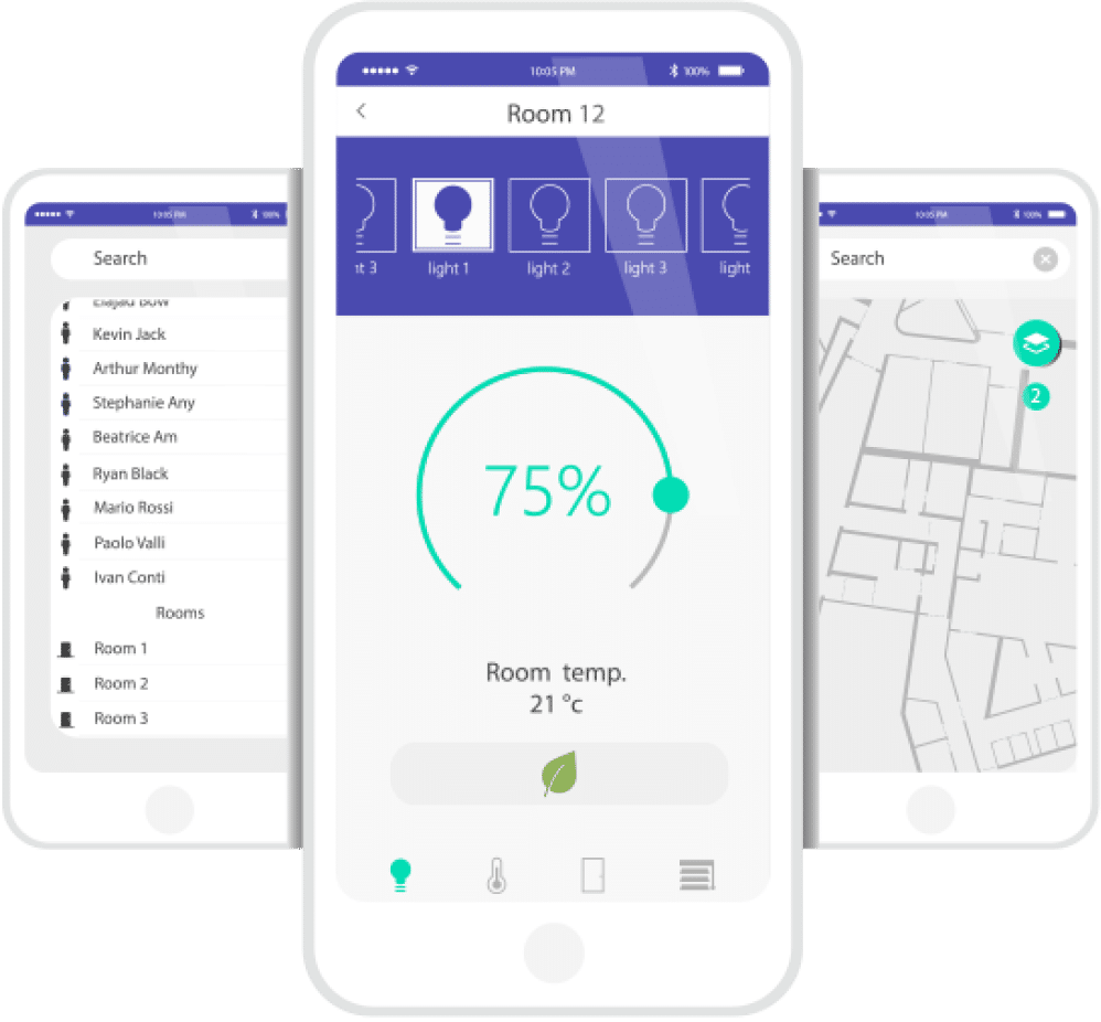 Application de solutions de traçabilité pour la gestion d'une pièce : contrôle de la température et de l'éclairage.