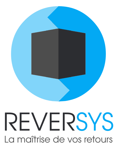 Logo Reversys, partenaire WIIO : cube gris avec flèche circulaire bleue. "La maîtrise de vos retours".