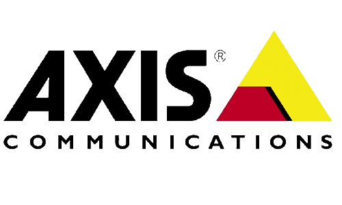 Logo Axis Communications, partenaire WIIO. Triangle jaune et rouge.