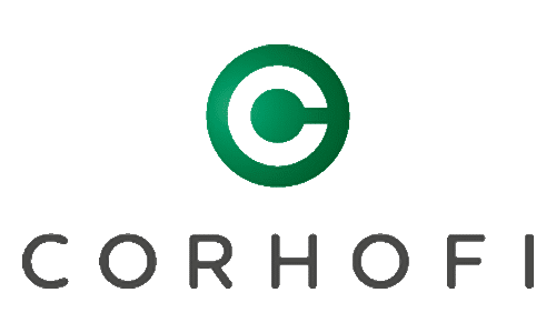 Logo Corhofi, partenaire WIIO. Cercle vert stylisé avec un C en son centre.