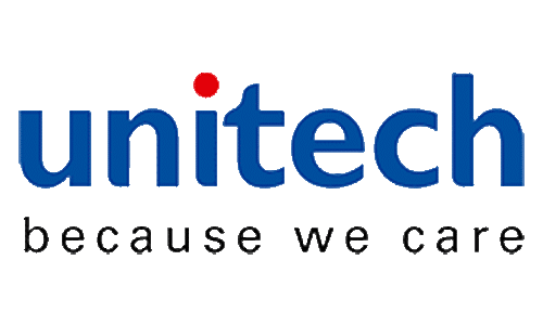 Logo de Unitech, partenaire WIIO, avec le slogan « because we care ».