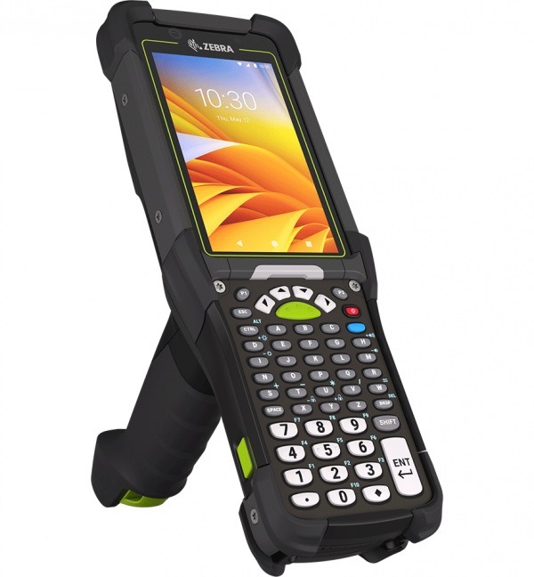 Terminal mobile Zebra MC9400 / MC9450 avec écran affichant l'heure, 10:30, et la date, Thu May 12.