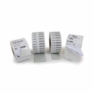 Rouleaux d'étiquettes RFID Zebra, prêts pour l'impression.