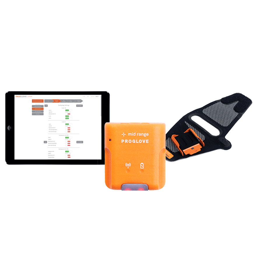 Scanner mains-libres Proglove MARK 3 avec tablette et gant.