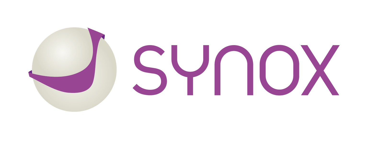 Logo de Synox, partenaire WIIO. Sphère blanche et motif violet.