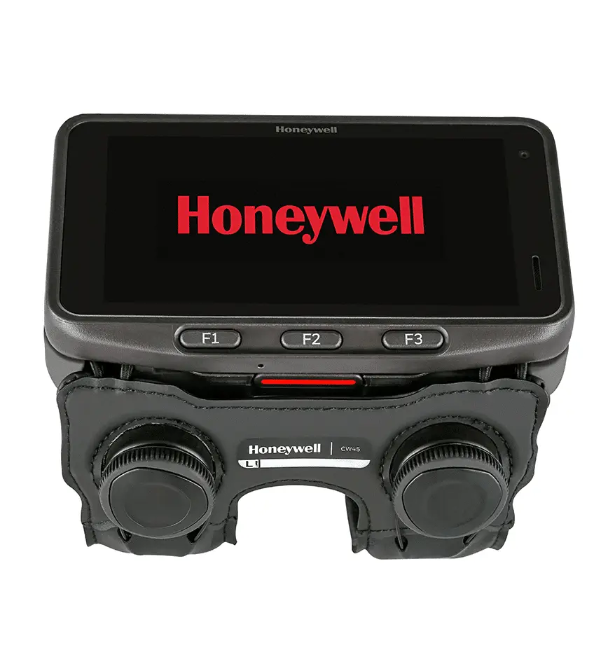 Terminal mains-libres Honeywell CW45 avec écran et boutons F1, F2, F3.