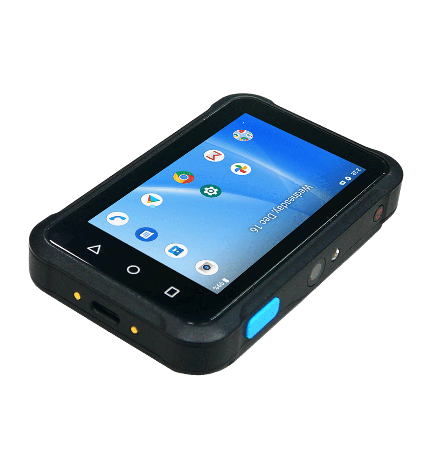 Terminal mains-libres Unitech WD200 Android avec écran tactile.