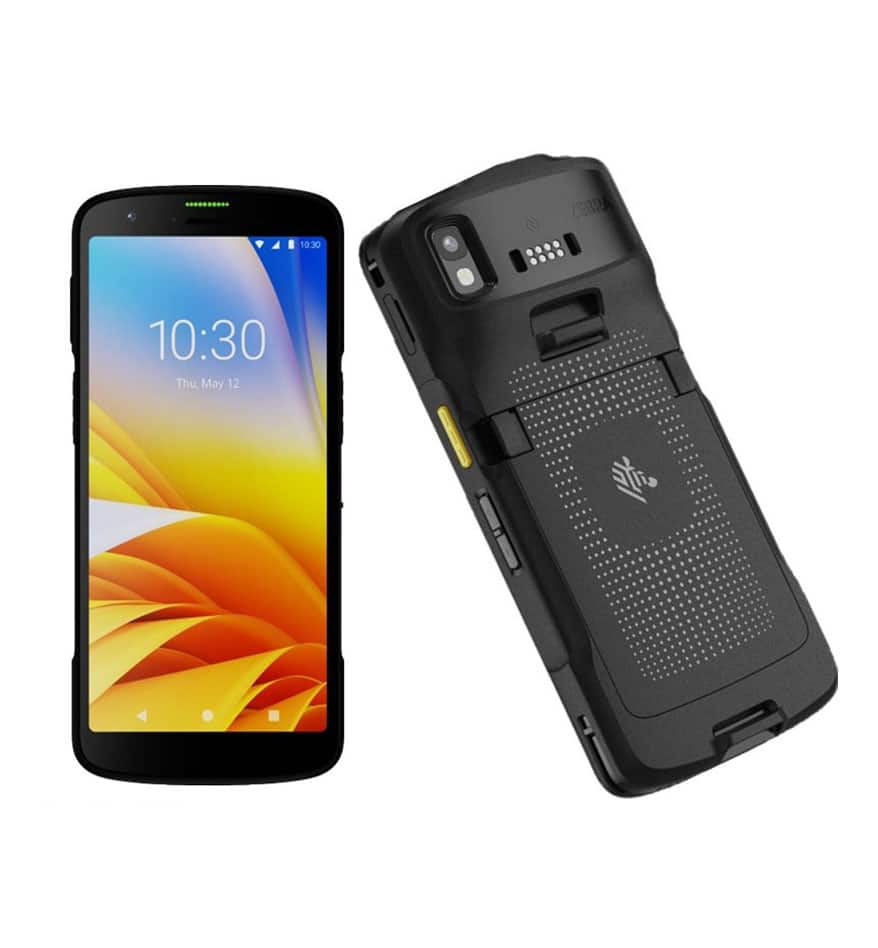 Terminal Mobile Zebra TC22/TC27 : vue avant et arrière du terminal portable. Écran tactile et coque robuste.