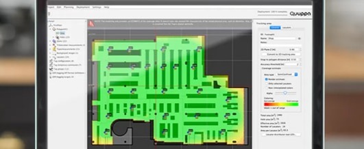 Logiciel de solutions de traçabilité affichant la couverture d'un entrepôt.
