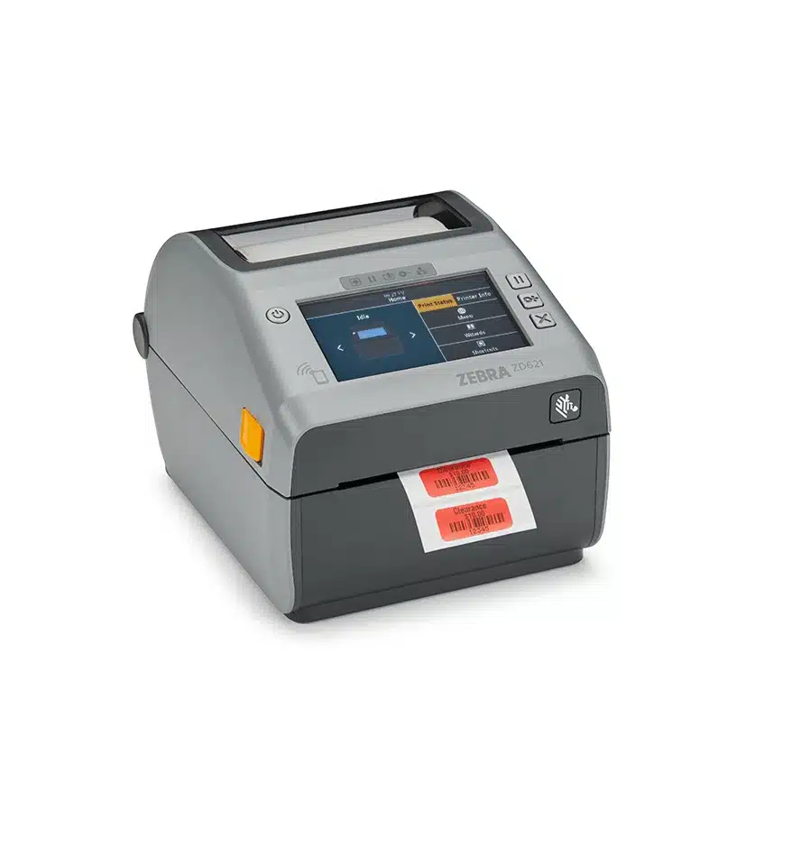 Imprimante de bureau Zebra ZD621 4po imprimant des étiquettes rouges.