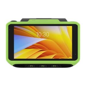 Terminal mains-libres Zebra WT6400 affichant l'heure 10:30 sur un écran jaune et bleu.