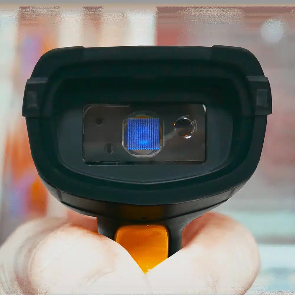 Lecteur de code-barres tenu à la main, matériel de location.