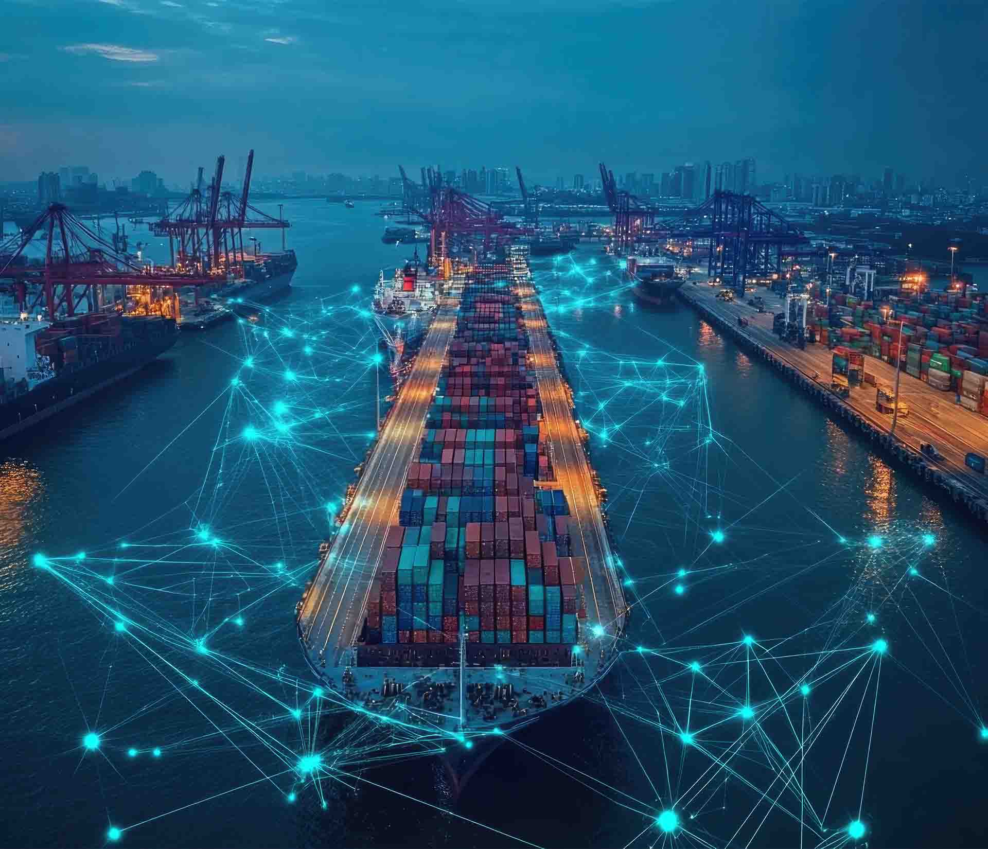 Port de conteneurs avec connexions numériques. Glossaire K-Z.